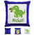 Dinosaur Personalized Magic Sequin Pillow Pillow GLAM Blue 