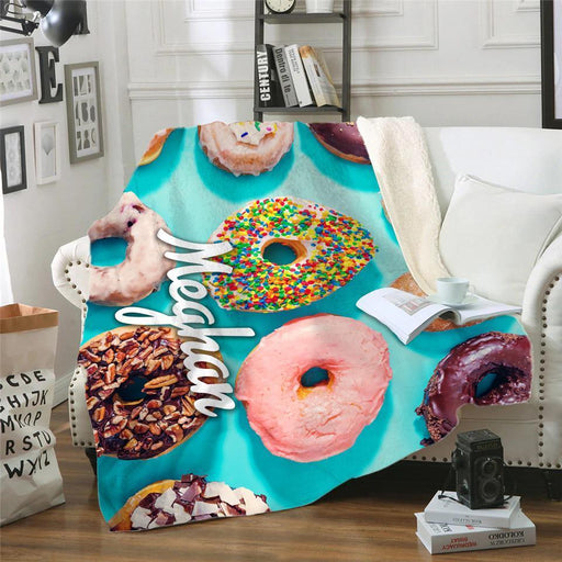 Donuts Custom Premium Sherpa Blanket Blankets CustomCat 