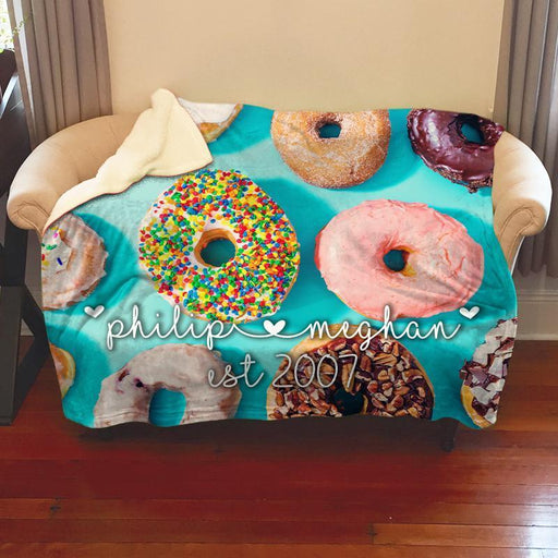 Doughnut Love Personalized Sherpa Blanket Blankets Lemons Are Blue 