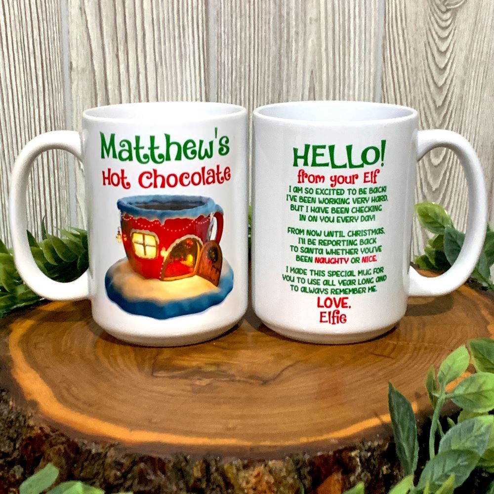 Elf is Back Personalized Kids Christmas Mug - Put it on your Shelf