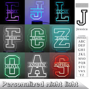 Personalized Letter Night Light LED Night Lamp 7 Colors Change