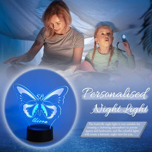 Personalized Name Butterfly Night Light LED Night Lamp Multi Colors Change