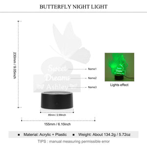 Personalized Butterfly Night Light Custom Name Night Lamp for Kids