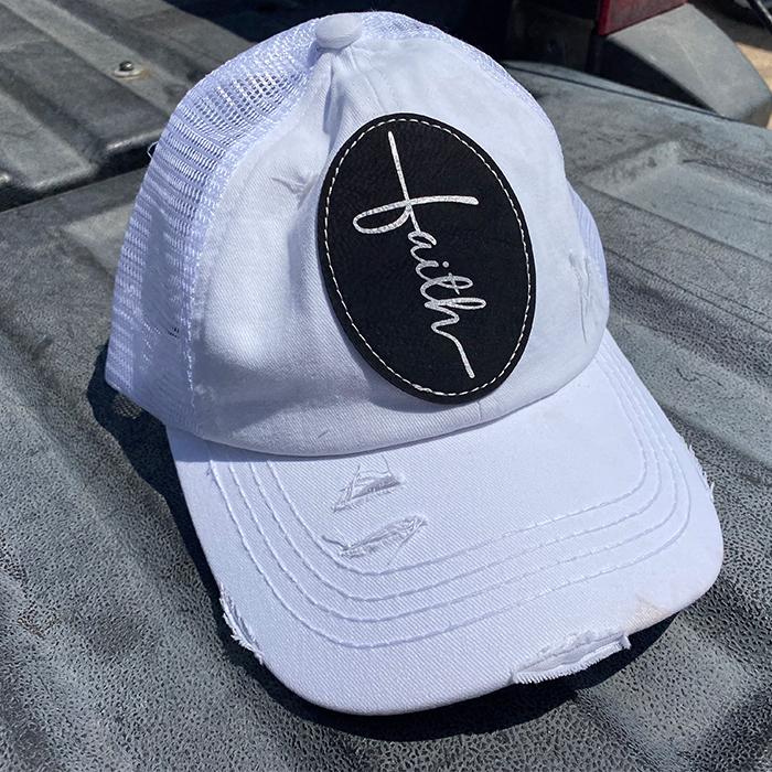 Faith Leather Patch High Ponytail Premium Hat