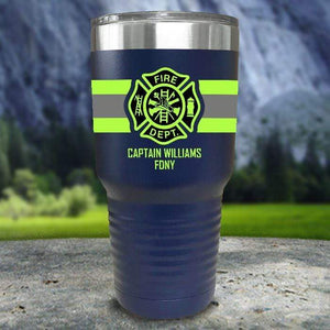 Personalized Firefighter FULL Wrap Color Printed Tumblers Tumbler Nocturnal Coatings 30oz Tumbler Navy 