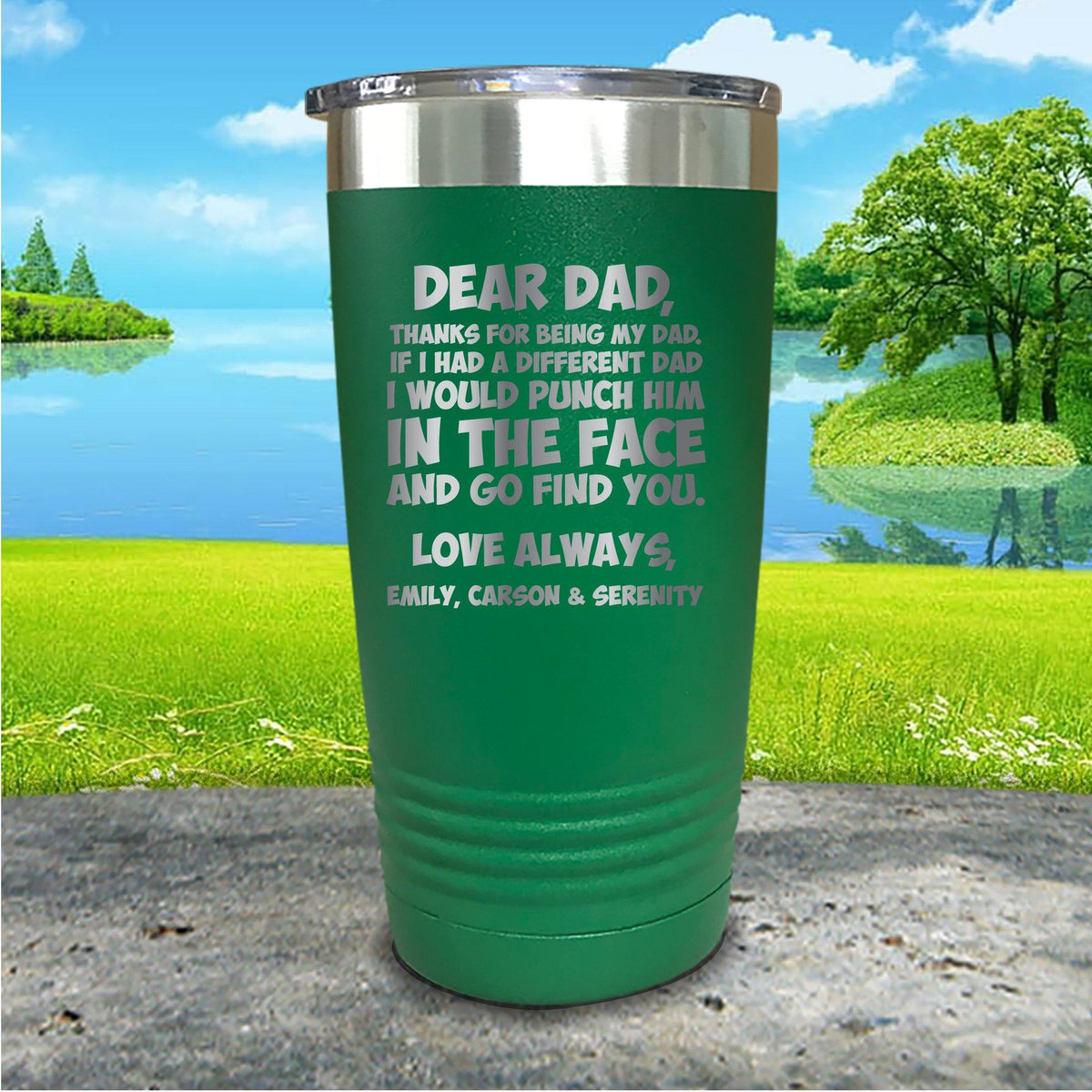 Dear Dad Personalized Engraved Tumbler With Kids Names, Stainless Cup, Gift  For Him – 3C Etching LTD