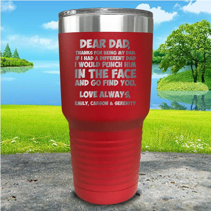 Dear Dad Punch Face Personalized Engraved Tumbler