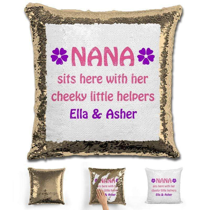 Grandma Personalized Magic Sequin Pillow Pillow GLAM Gold 