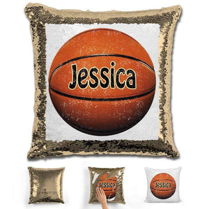 Basketball Personalized Magic Sequin Pillow Pillow GLAM Gold 