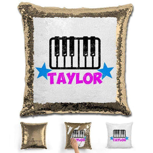 Piano Personalized Magic Sequin Pillow Pillow GLAM Gold Pink 