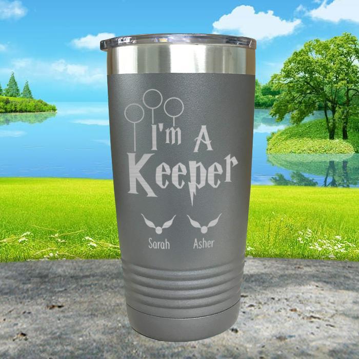 I'm A Keeper (CUSTOM) With Child's Name Engraved Tumblers Tumbler ZLAZER 20oz Tumbler Gray 