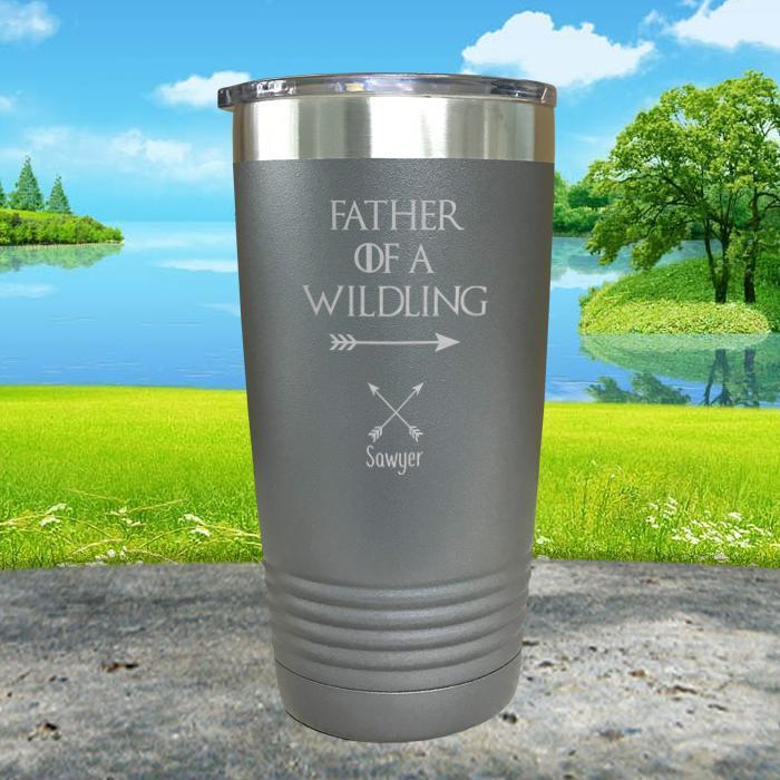 Father Of Wildlings (CUSTOM) With Child's Name Engraved Tumblers Tumbler ZLAZER 20oz Tumbler Gray 