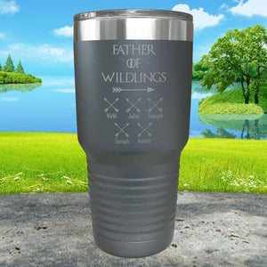 Father Of Wildlings (CUSTOM) With Child's Name Engraved Tumblers Tumbler ZLAZER 30oz Tumbler Gray 