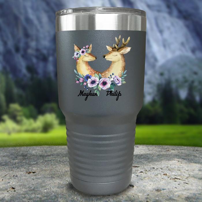 Buck and Doe Personalized Color Printed Tumblers Tumbler Nocturnal Coatings 30oz Tumbler Gray 