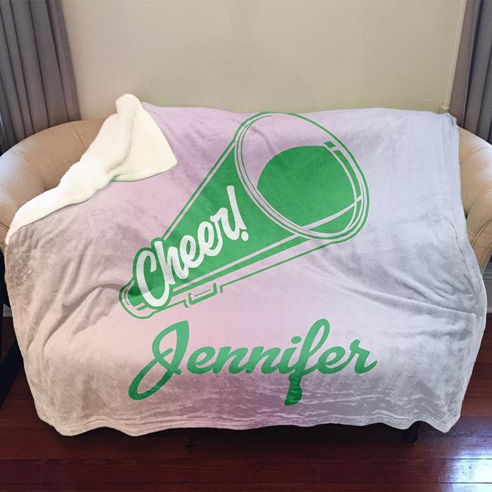 Cheerleader Personalized Sherpa Blanket Blankets Lemons Are Blue 50x60 Green 