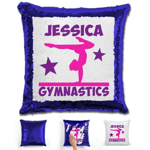 Gymnastics Personalized Magic Sequin Pillow Pillow GLAM Blue 