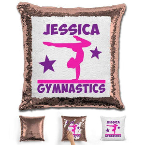 Gymnastics Personalized Magic Sequin Pillow Pillow GLAM Rose Gold 