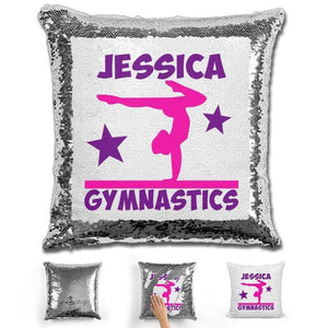 Gymnastics Personalized Magic Sequin Pillow Pillow GLAM Silver 