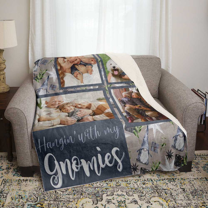 hanging with my gnomies personalized photo blanket christmas 2021