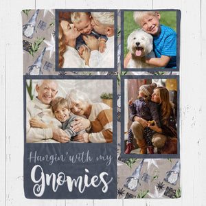 hanging with my gnomies personalized photo blanket christmas 2021