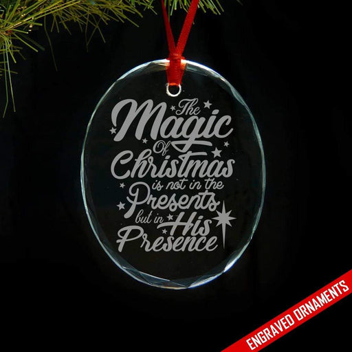 Not About Presents Its About Jesus Presence Engraved Glass Ornament ZLAZER Oval Ornament 