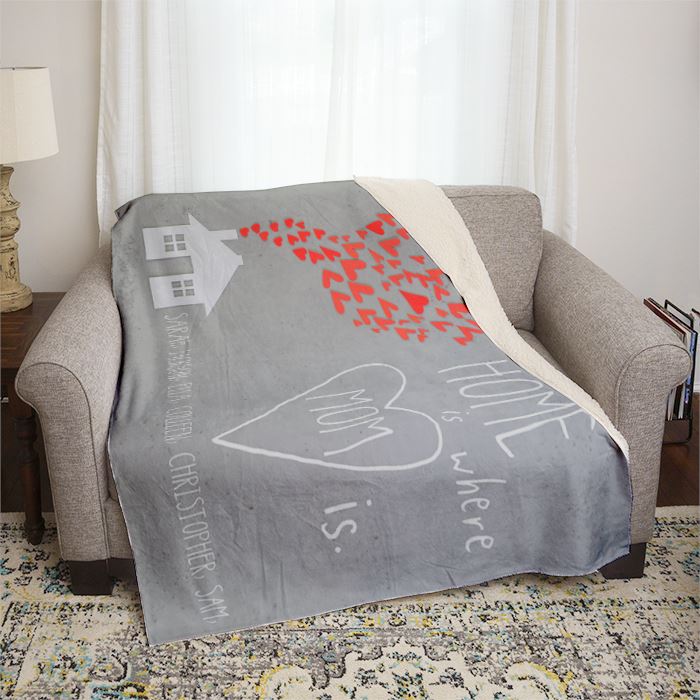 Home Is Where Mom Is Personalized Mom Throw Blankets