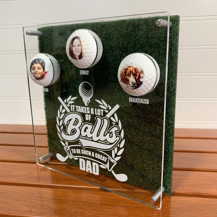 Father's Day Photo Golf Ball Display - Acrylic Plaque Sign