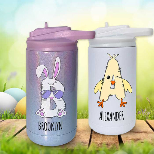 kids easter basket stuffer stainless steel water bottle personalized name and monogram