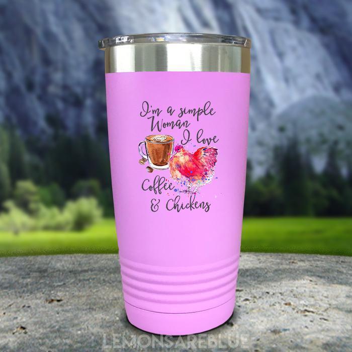 Just A Simple Woman Coffee Chickens Color Printed Tumblers Tumbler ZLAZER 20oz Tumbler Lavender 