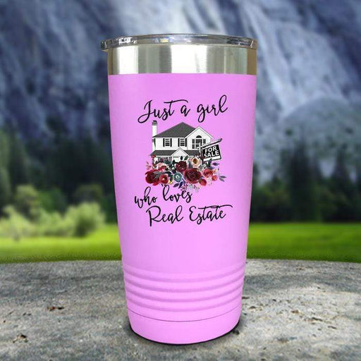 Just A Woman Who Loves Real Estate Color Printed Tumblers Tumbler ZLAZER 20oz Tumbler Lavender 