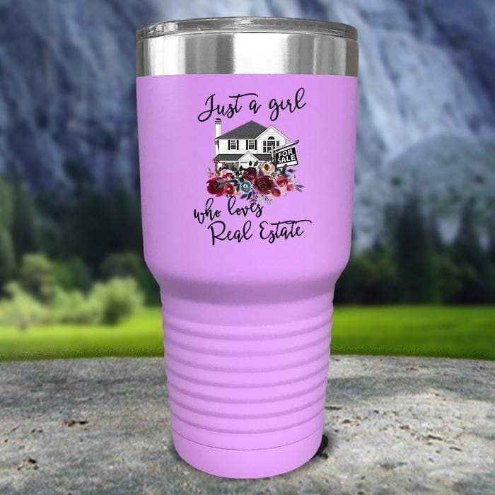 Just A Woman Who Loves Real Estate Color Printed Tumblers Tumbler ZLAZER 30oz Tumbler Lavender 