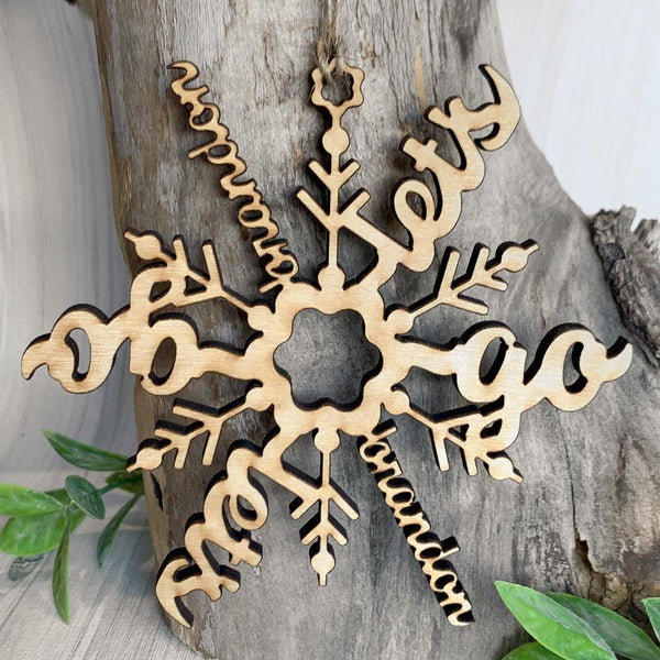 Snowflake 3 Wooden Ornament – Personalize It!