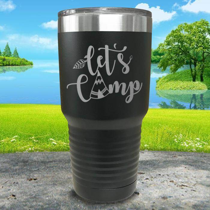 Let's Camp Engraved Tumbler Tumbler ZLAZER 30oz Tumbler Black 