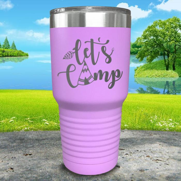 Let's Camp Engraved Tumbler Tumbler ZLAZER 30oz Tumbler Lavender 