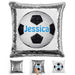 Soccer Personalized Magic Sequin Pillow Pillow GLAM Silver Light Blue 