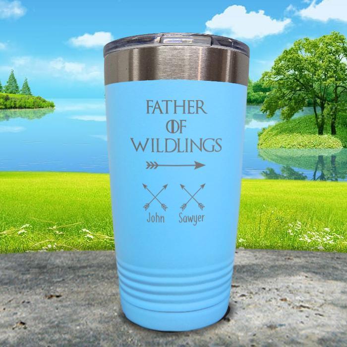 Father Of Wildlings (CUSTOM) With Child's Name Engraved Tumblers Tumbler ZLAZER 20oz Tumbler Light Blue 