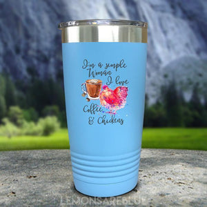 Just A Simple Woman Coffee Chickens Color Printed Tumblers Tumbler Nocturnal Coatings 20oz Tumbler Light Blue 