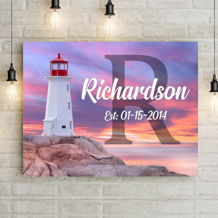 Personalized Lighthouse Family Established Premium Canvas