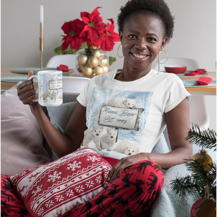 Personalized Christmas Mama Bear Mug with Papa Bear and Polar Bear Cubs