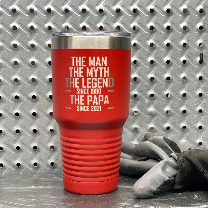 Man Myth Legend Parent CUSTOM Dates Engraved Tumblers