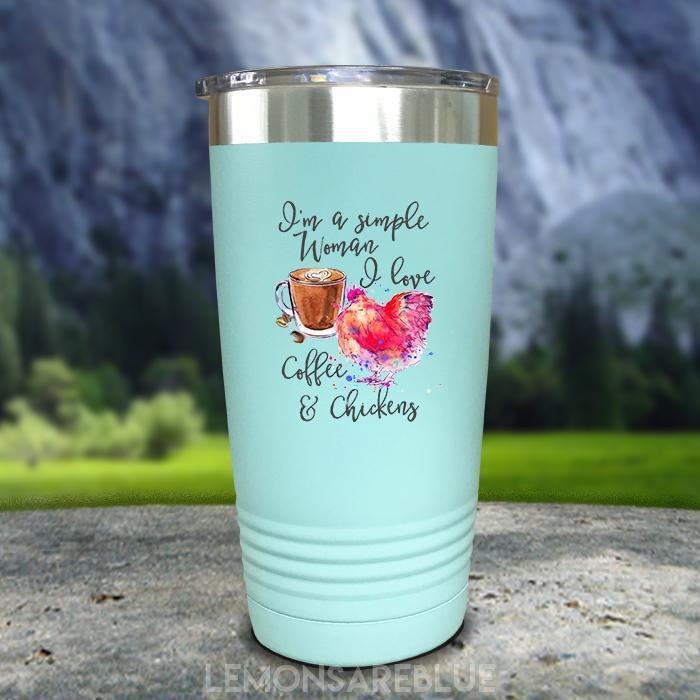 Just A Simple Woman Coffee Chickens Color Printed Tumblers Tumbler ZLAZER 20oz Tumbler Mint 