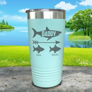 Daddy Shark (CUSTOM) With Child's Name Engraved Tumblers Tumbler Southland 20oz Tumbler Mint 