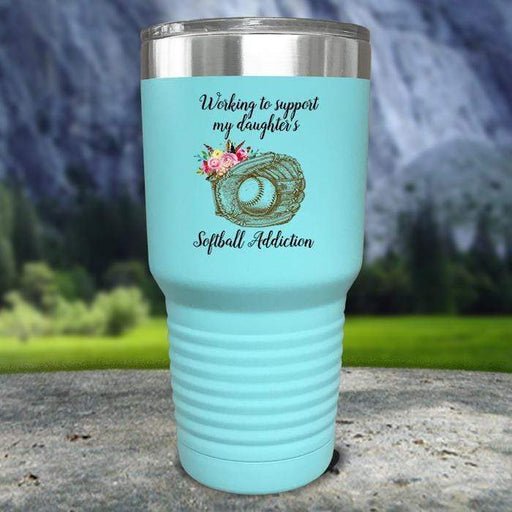 Working to Support Softball Color Printed Tumblers Tumbler ZLAZER 