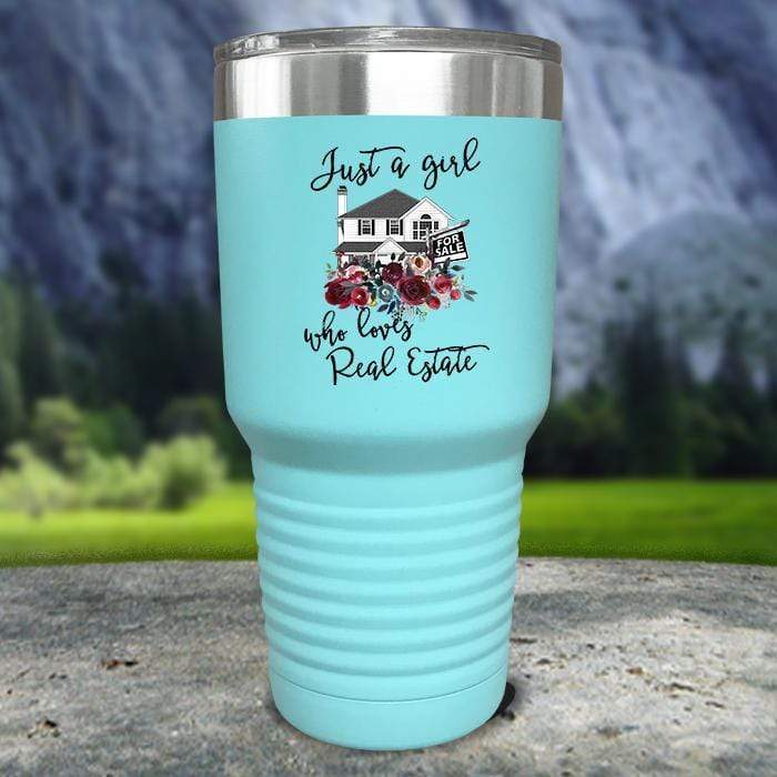 Just A Woman Who Loves Real Estate Color Printed Tumblers Tumbler Nocturnal Coatings 30oz Tumbler Mint 