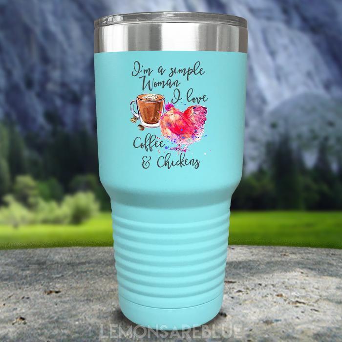 Just A Simple Woman Coffee Chickens Color Printed Tumblers Tumbler ZLAZER 30oz Tumbler Mint 