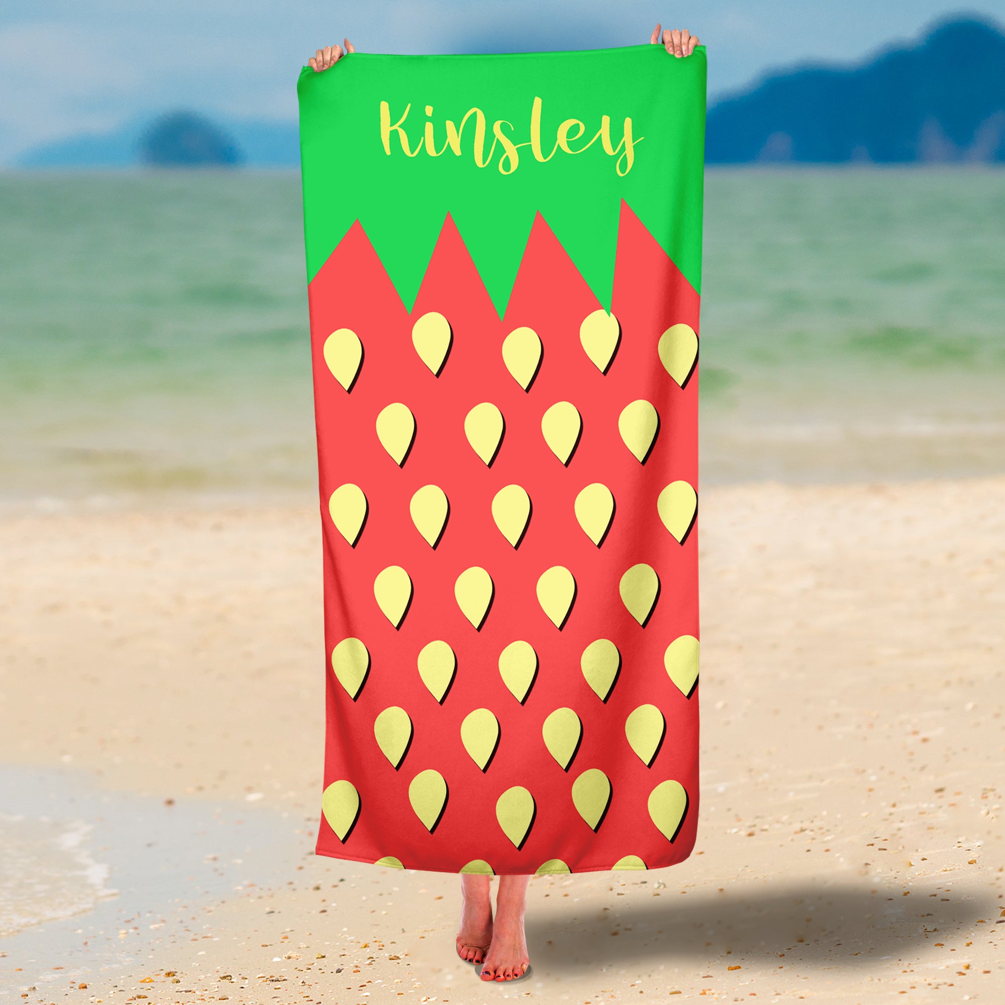Personalized Strawberry Fruit Premium Beach/Pool Towel