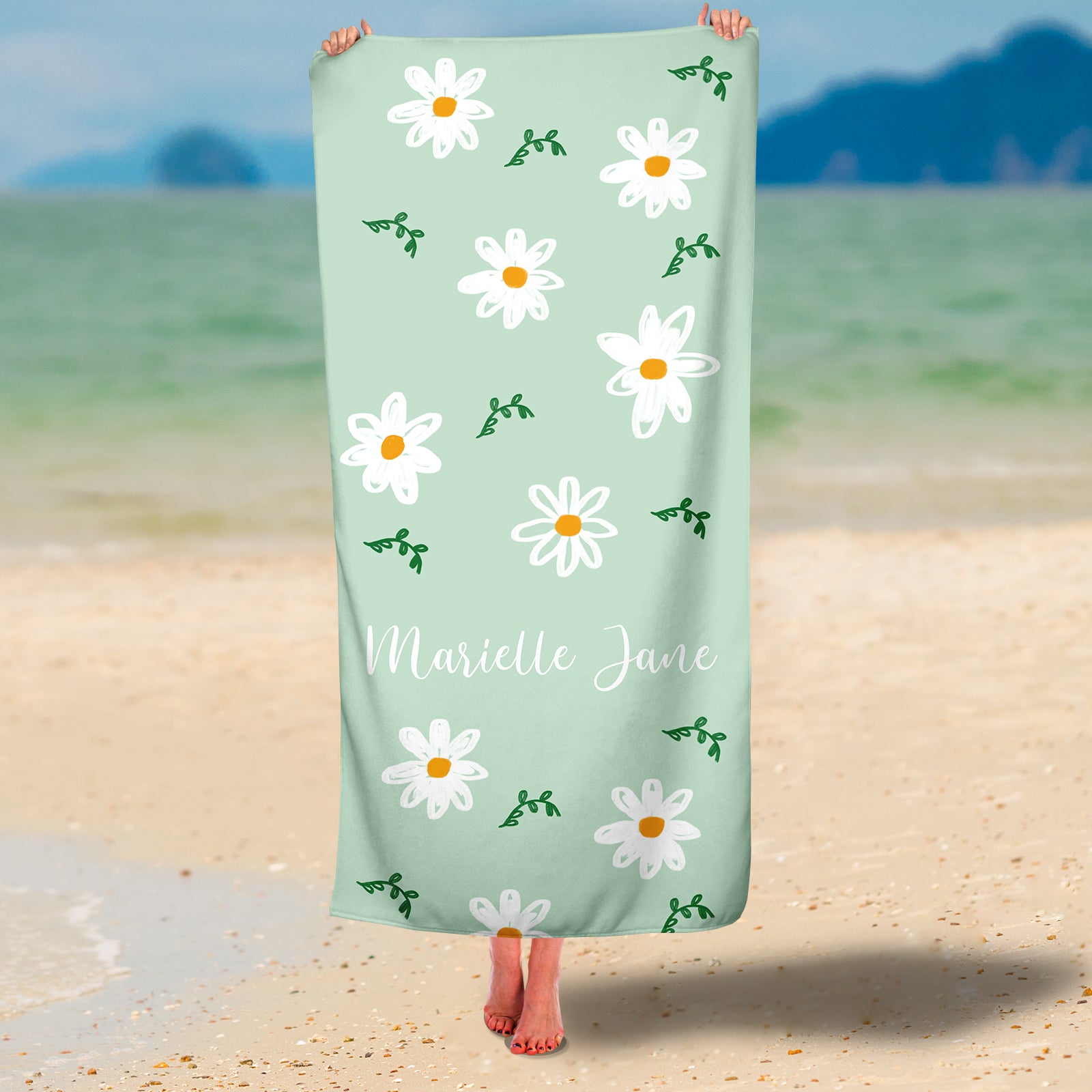 Personalized Daisy Premium Beach/Pool Towel