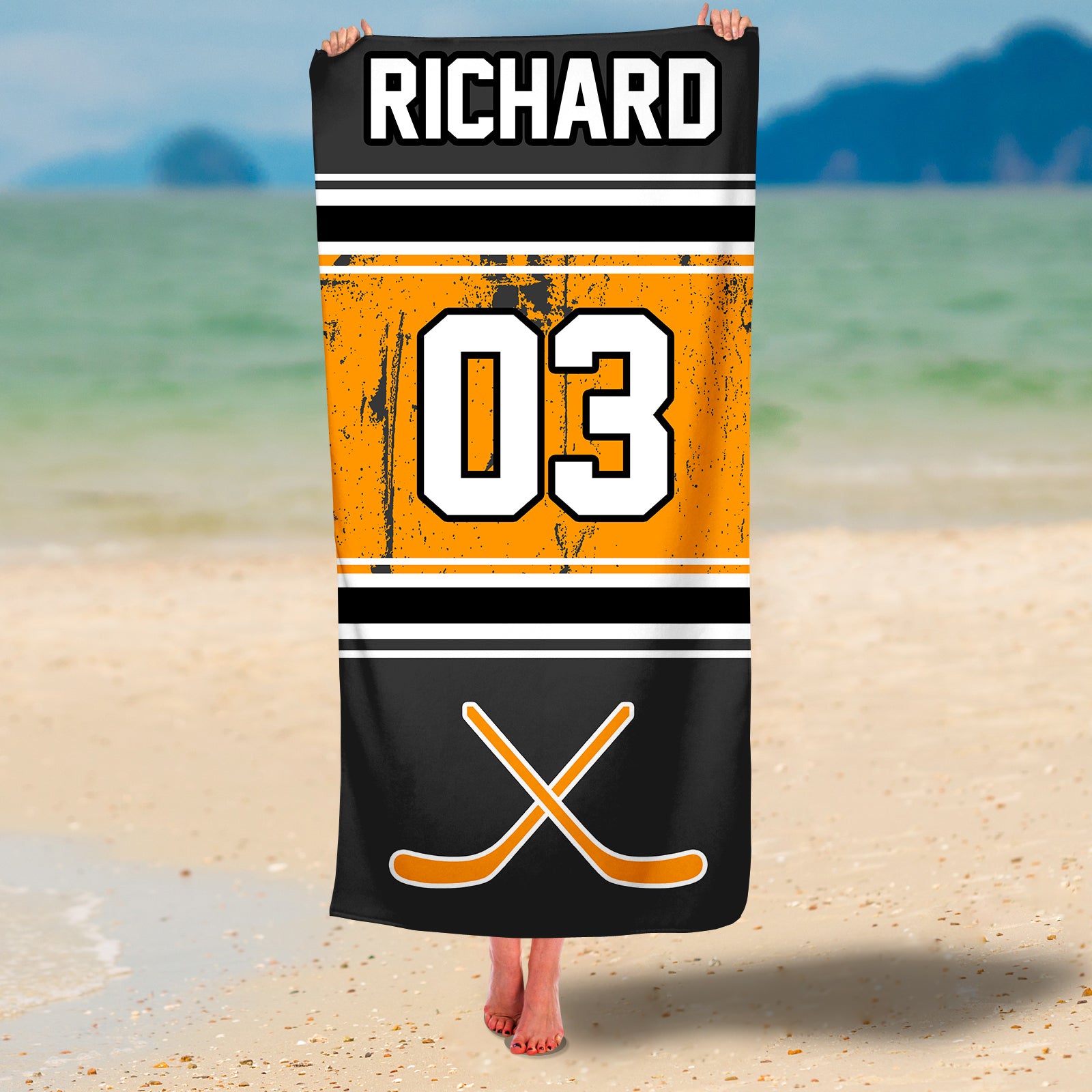 Personalized Hockey Premium Beach/Pool Towel