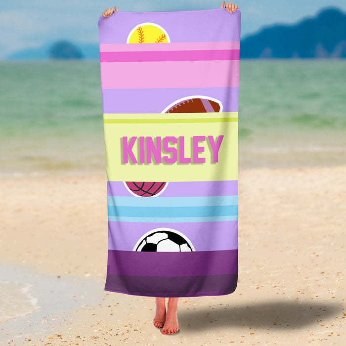 Personalized Sports Towel For Girls Premium Beach/Pool Towel