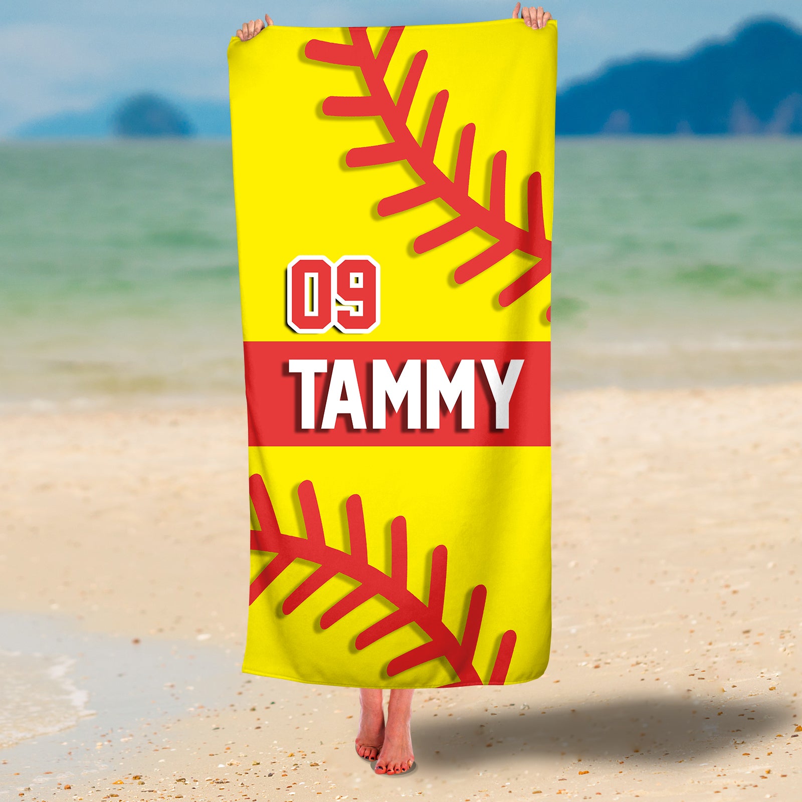 Personalized Softball v1 Premium Beach/Pool Towel